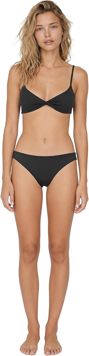 Volcom Women's Simply Seemless V Neck Swimsuit Bikini Top Black