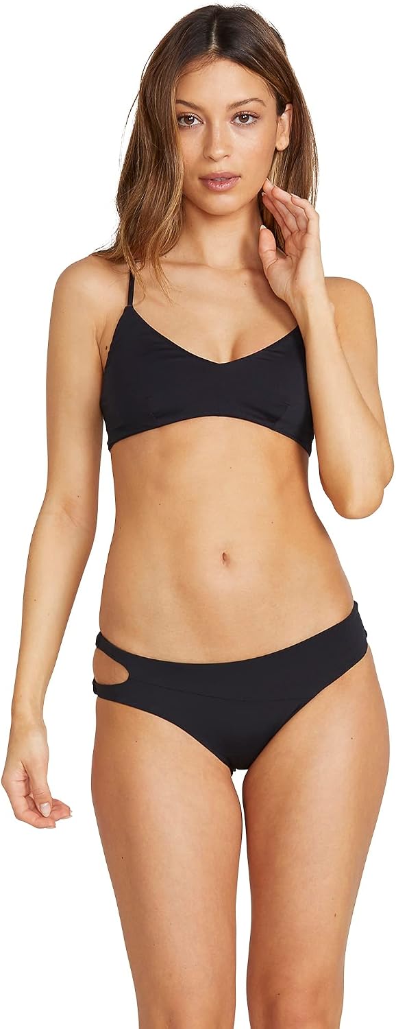 Volcom Simply Seam Less Vneck Bikini Top Swimwear Blackout