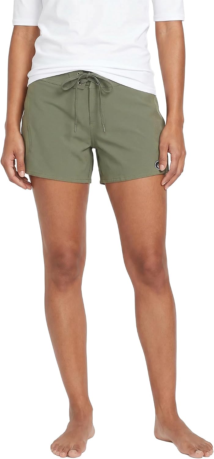 Volcom Women's Simply Solid 5-Inch Swim Surf Boardshort Green Olive