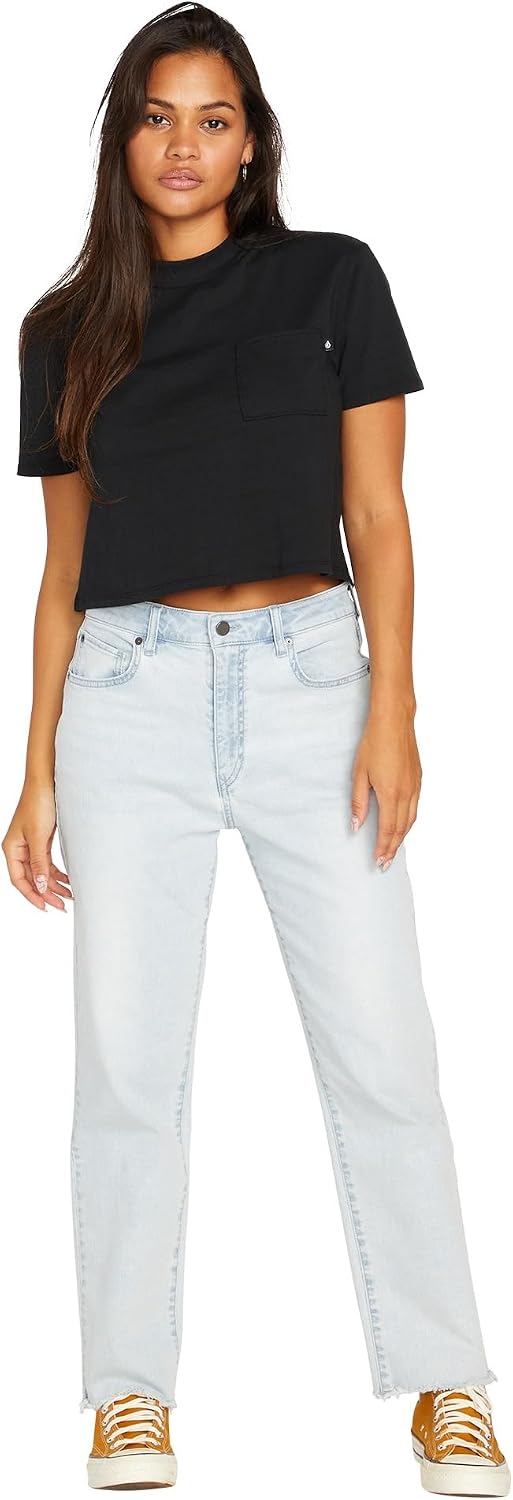 Volcom Women's Stone Step High Rise Denim Jean Pant Allover Stone Light