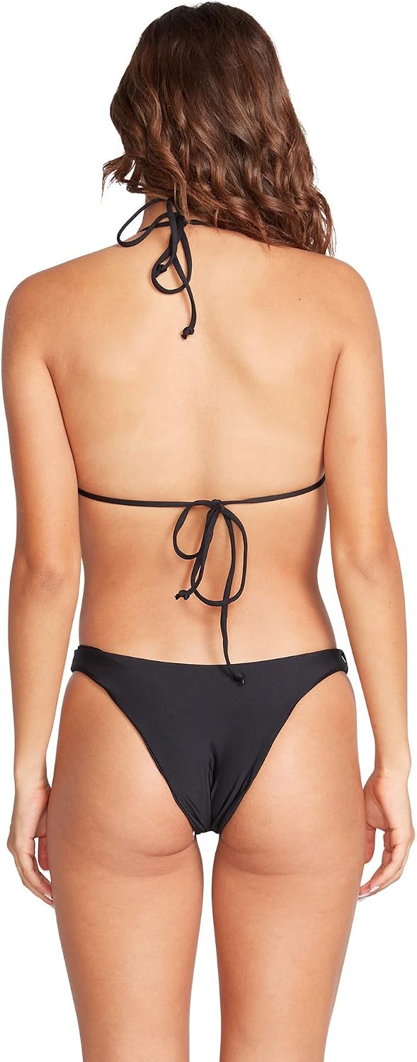 Volcom Women's Tri Bikini Top – Sustainable Slide-tri Swim Top with Adjustable Halter and Removable Cups Black Black Black