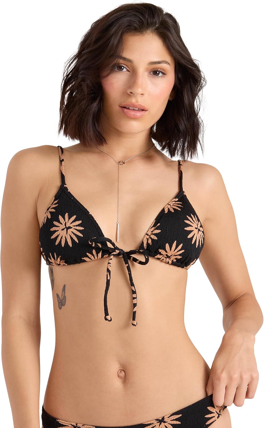 Volcom Women's Tri Bikini Top – Sustainable Slide-tri Swim Top with Adjustable Halter and Removable Cups Black Bronze