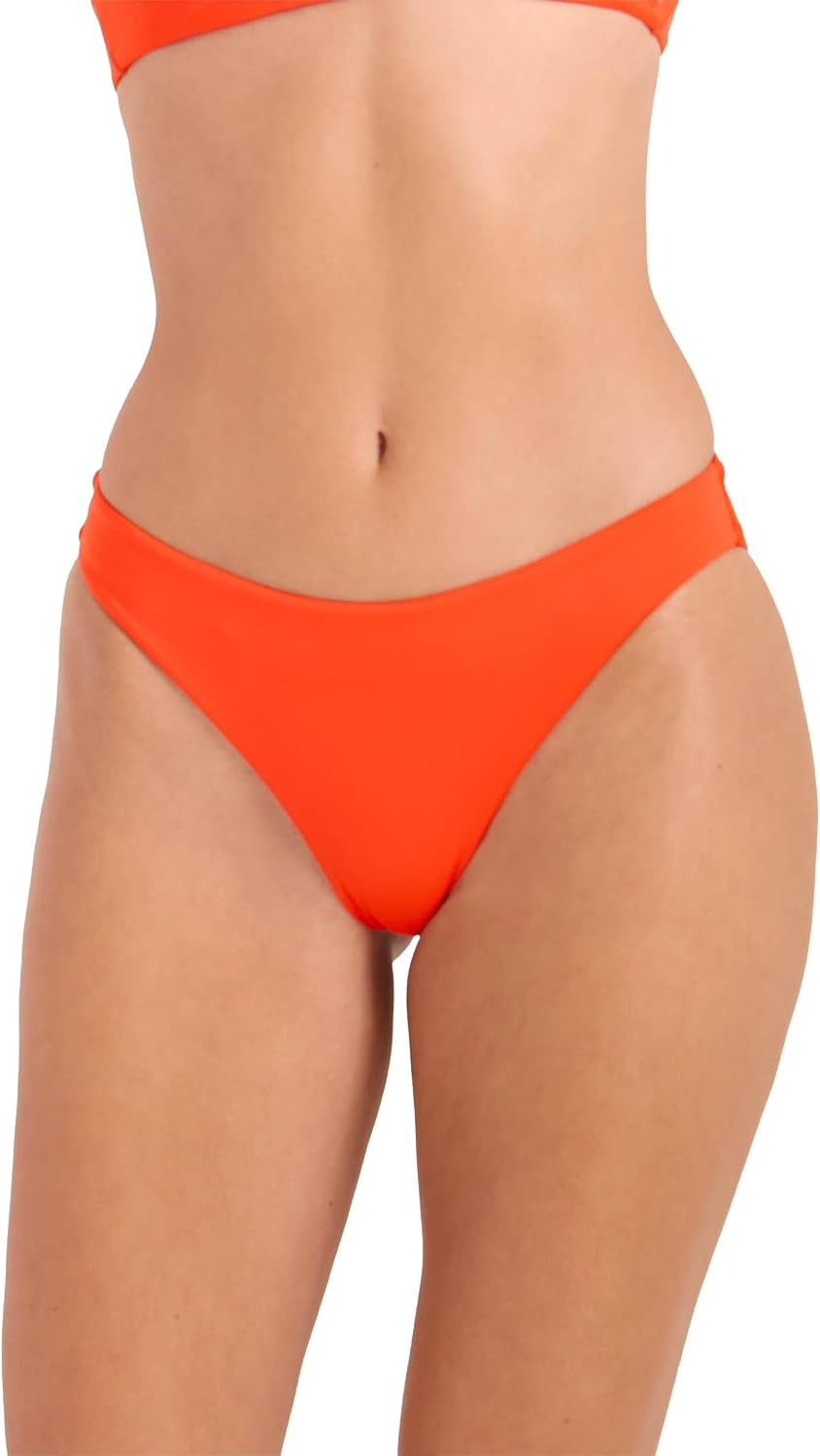 Volcom Women's Full Bikini Bottom – Low-Rise Swim Bottom with Full Coverage, Made from Recycled Fabric Persimmon