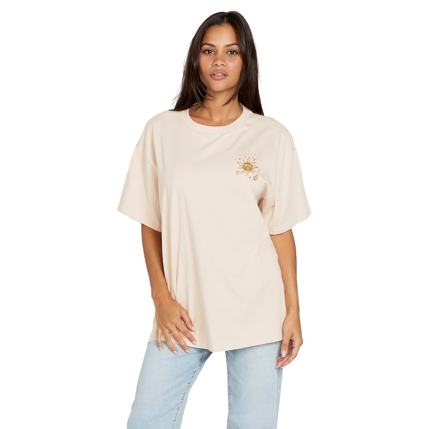 Volcom Women's Stones Throw Short Sleeve Boyfriend Tee – Organic Cotton Jersey T-Shirt Dusty Rose