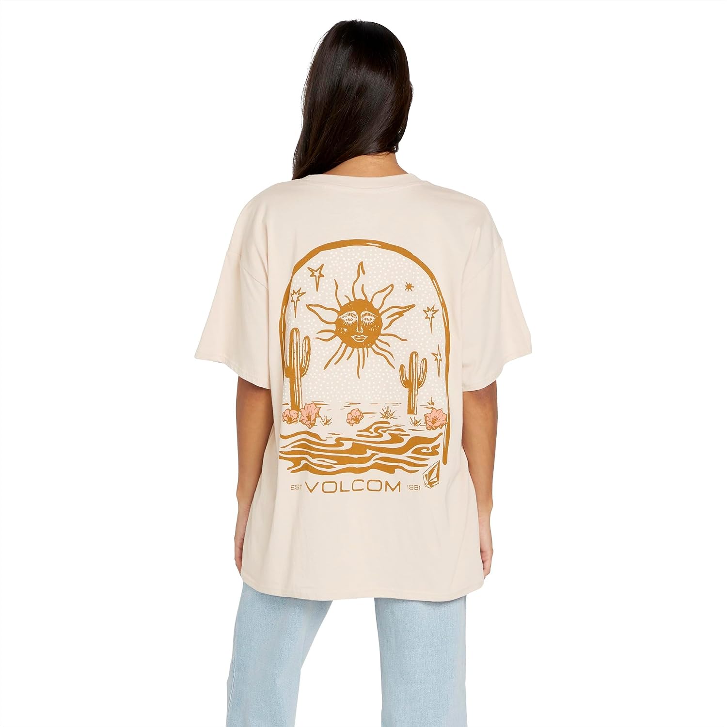 Volcom Women's Stones Throw Short Sleeve Boyfriend Tee – Organic Cotton Jersey T-Shirt Dusty Rose