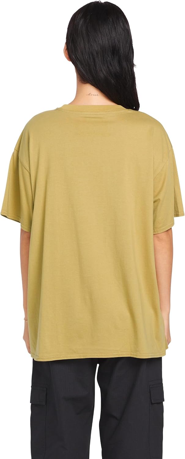 Volcom Women's Stones Throw Short Sleeve Boyfriend Tee – Organic Cotton Jersey T-Shirt Seaweed Green