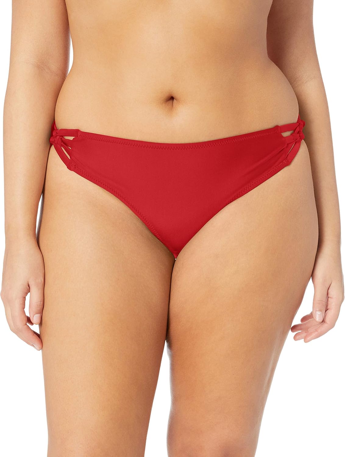 Volcom Women's Full Bikini Bottom – Low-Rise Swim Bottom with Full Coverage, Made from Recycled Fabric True Red