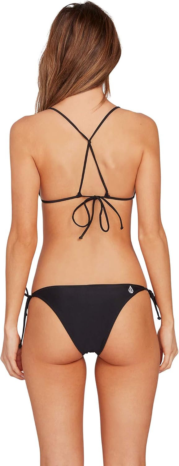 Volcom Women's Tri Bikini Top – Sustainable Slide-tri Swim Top with Adjustable Halter and Removable Cups Black Tri