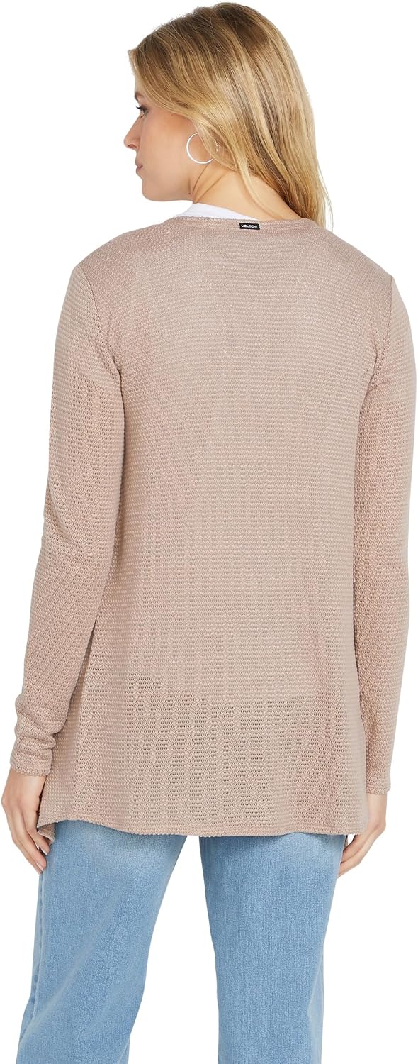 Volcom Women's Go Go Wrap Open Front Cardigan Sweater (Regular & Plus Size) Stone 1
