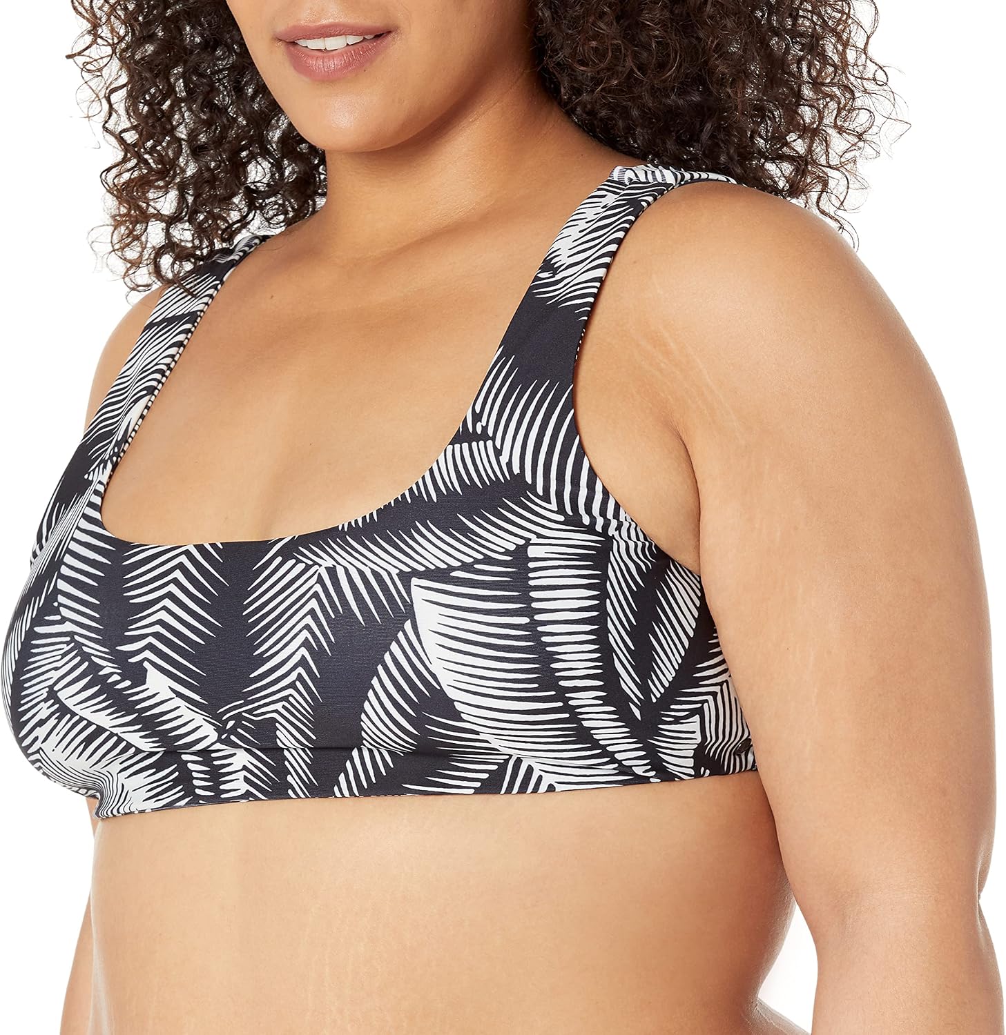 Volcom Women's Crop Bikini Top – Seamless Swim Top with Cropped Fit, Adjustable Straps, and Removable Cups Black Ink