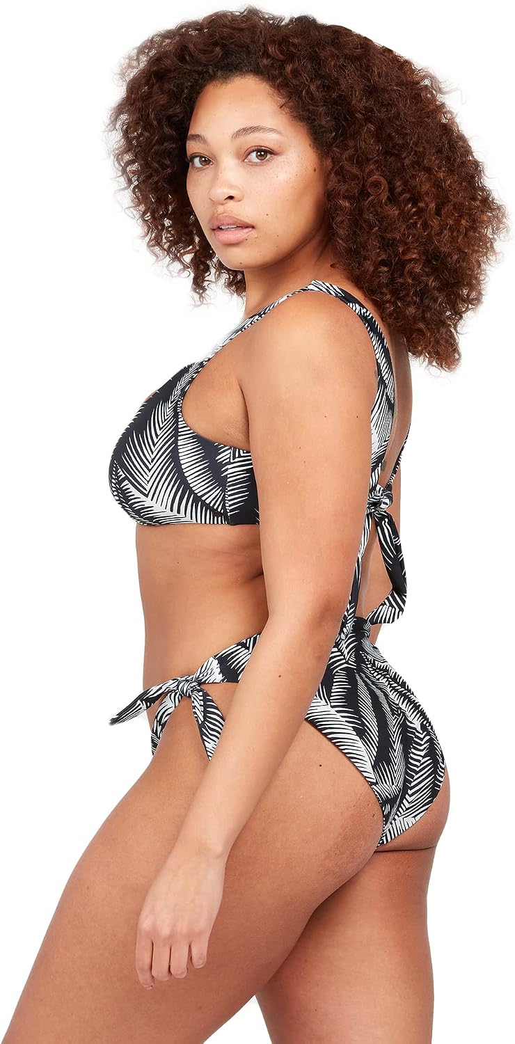 Volcom Women's Crop Bikini Top – Seamless Swim Top with Cropped Fit, Adjustable Straps, and Removable Cups Black Ink