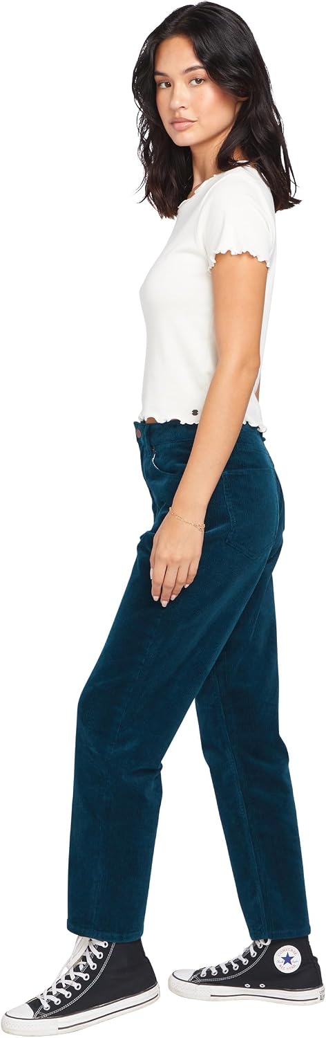Volcom Women's Stoned High Rise Straight Leg Jean Midnight Green