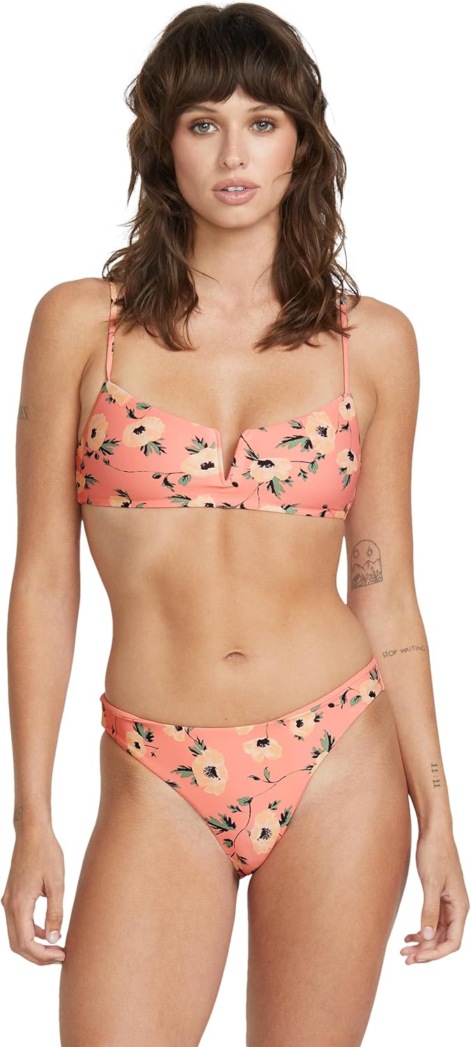Volcom Women's Bikini Top- Removable Cups, Adjustable Straps, Underwire Support- Beach & Pool Wear Sun