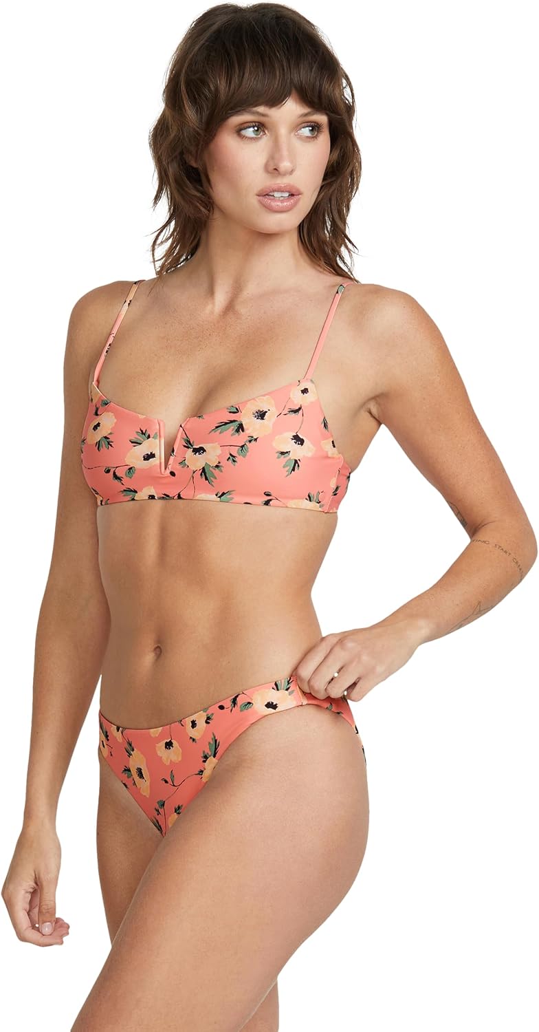 Volcom Women's Bikini Top- Removable Cups, Adjustable Straps, Underwire Support- Beach & Pool Wear Sun