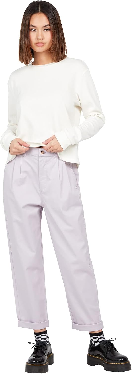 Volcom Women's Frochickie Trouser Slim Fit Chino Pant Lavender