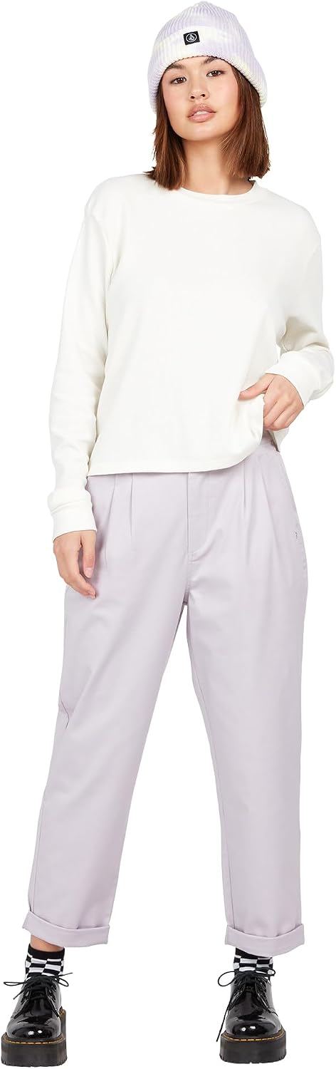 Volcom Women's Frochickie Trouser Slim Fit Chino Pant Lavender