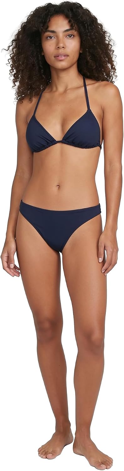 Volcom Women's Tri Bikini Top – Sustainable Slide-tri Swim Top with Adjustable Halter and Removable Cups Navy
