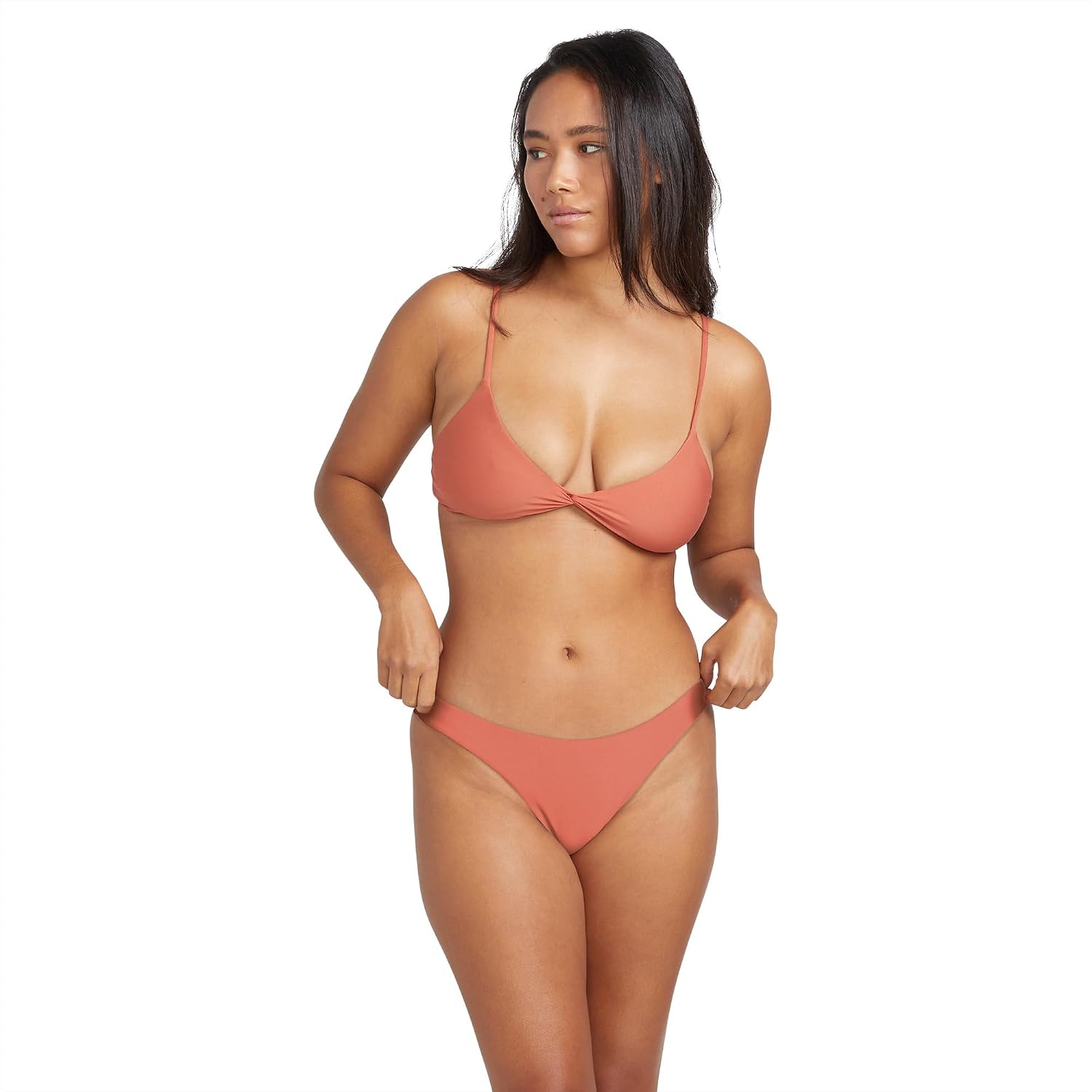 Volcom Women's Full Bikini Bottom – Low-Rise Swim Bottom with Full Coverage, Made from Recycled Fabric Rosewood