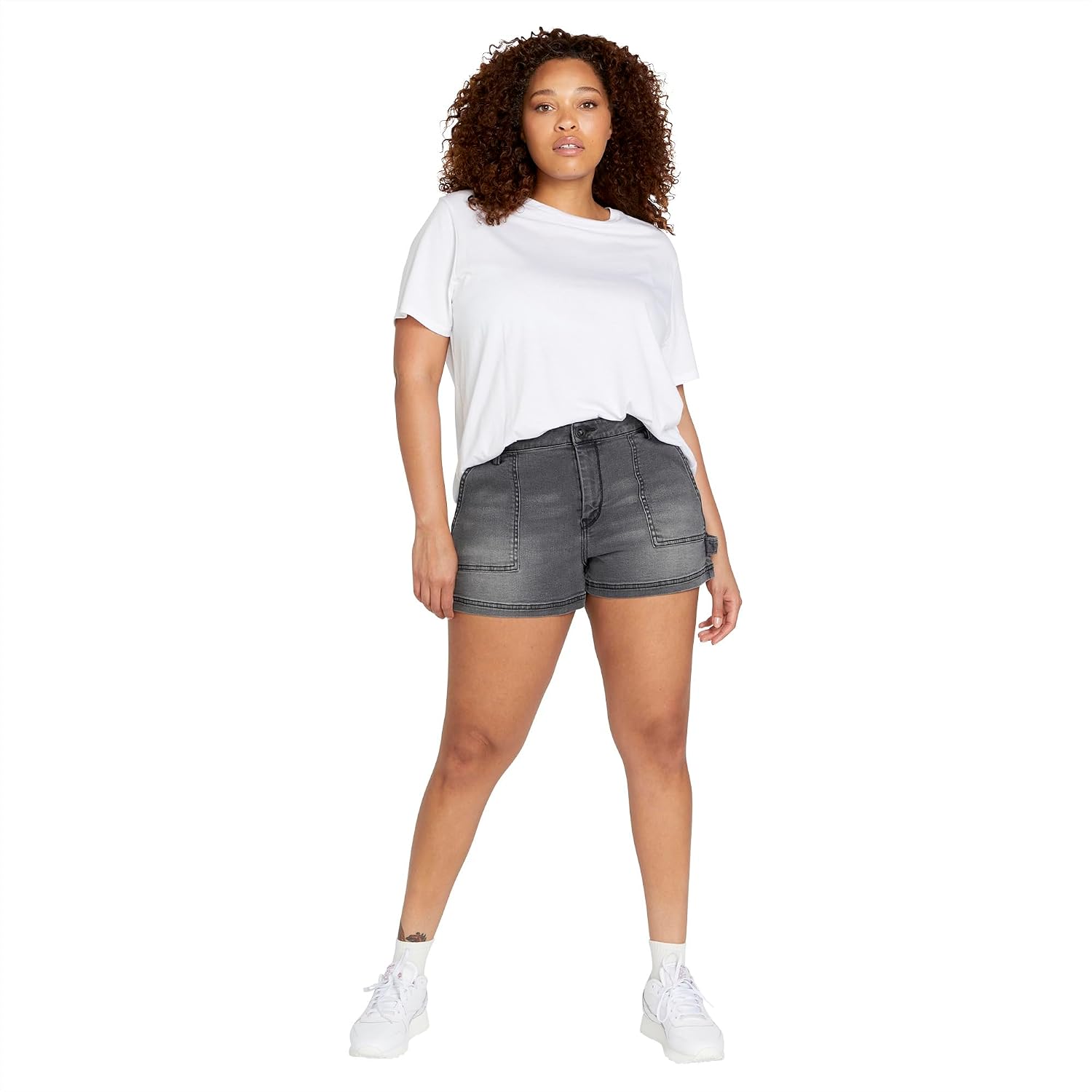 Volcom Women's Stone Kraft Utility Denim Short Vintage Black