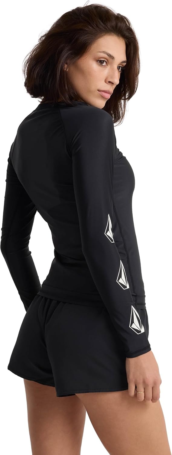 Volcom Women's Simply Core Long Sleeve Rashguard Upf 50+ Black Tide
