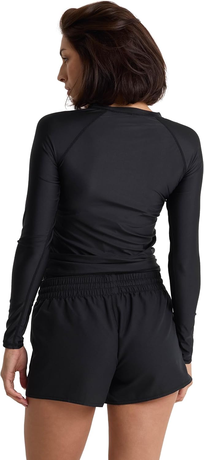 Volcom Women's Simply Core Long Sleeve Rashguard Upf 50+ Black Tide
