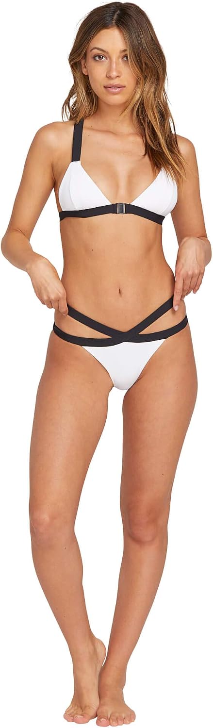 Volcom Women's Tri Bikini Top – Sustainable Slide-tri Swim Top with Adjustable Halter and Removable Cups White