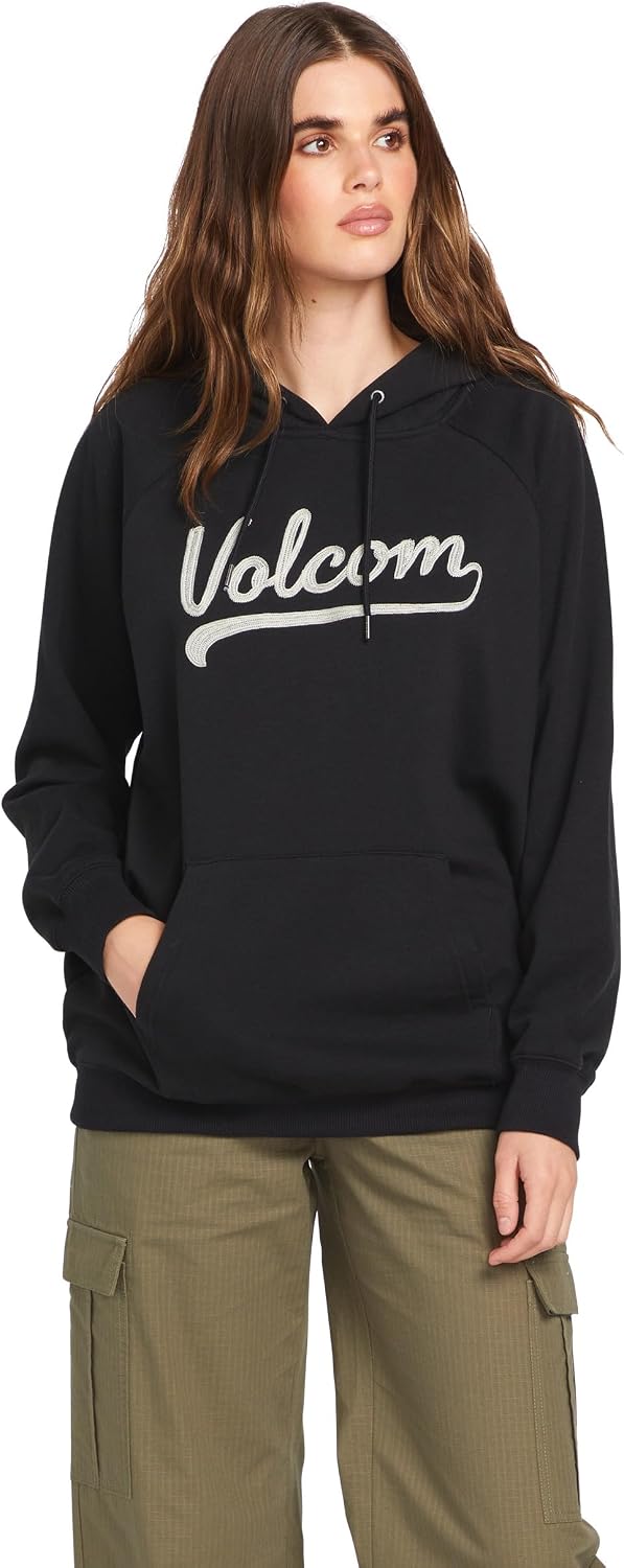 Volcom Women's Truly Stoked Ovesized Bf Hooded Fleece Sweatshirt Black 324