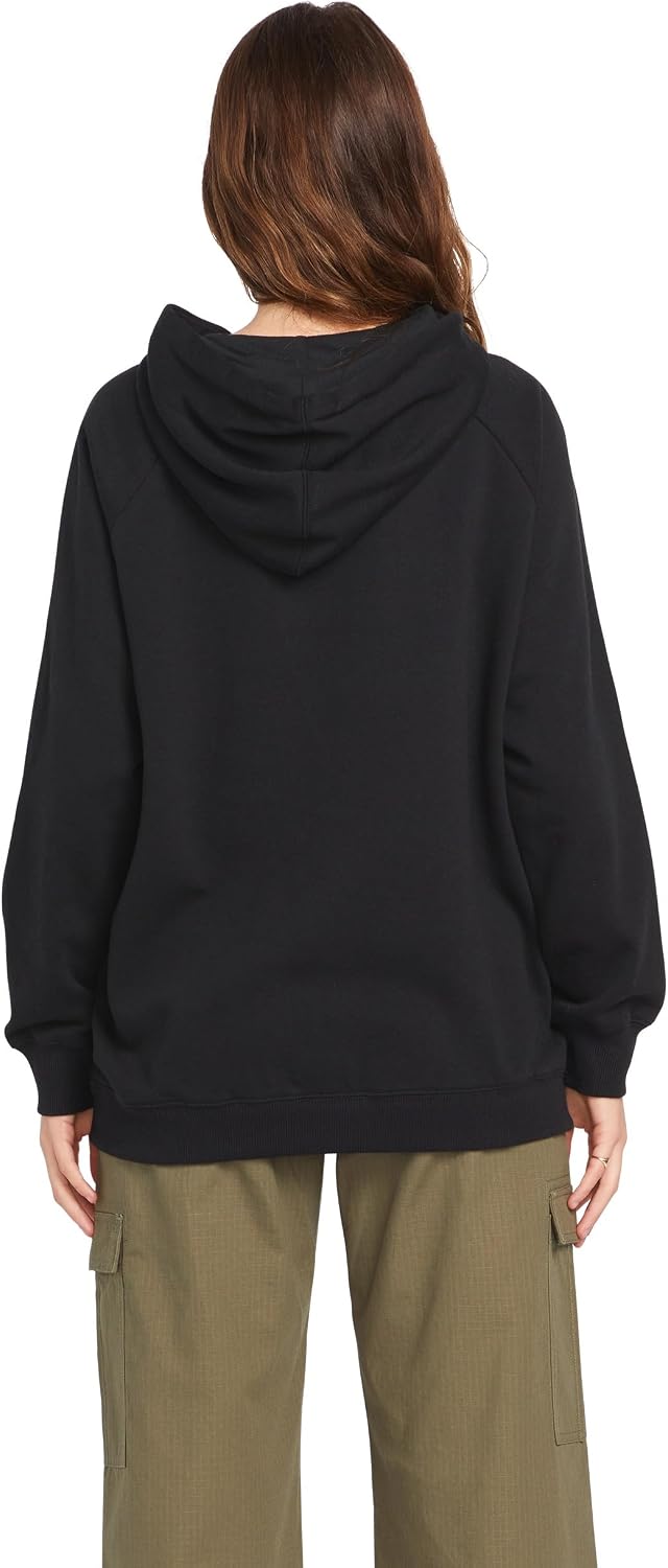 Volcom Women's Truly Stoked Ovesized Bf Hooded Fleece Sweatshirt Black 324