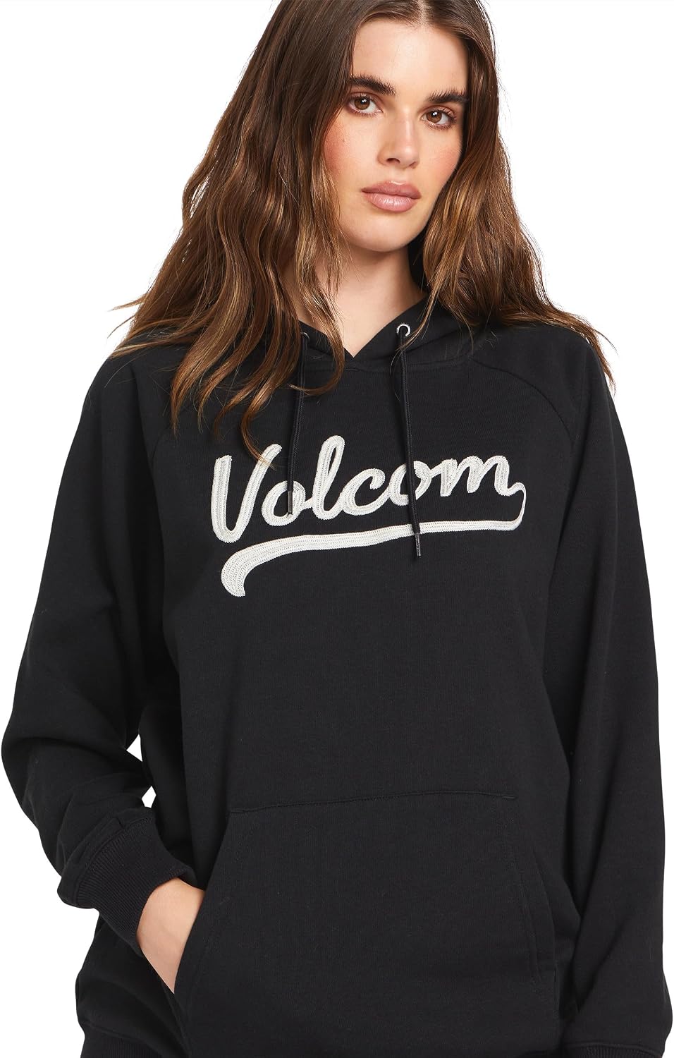 Volcom Women's Truly Stoked Ovesized Bf Hooded Fleece Sweatshirt Black 324
