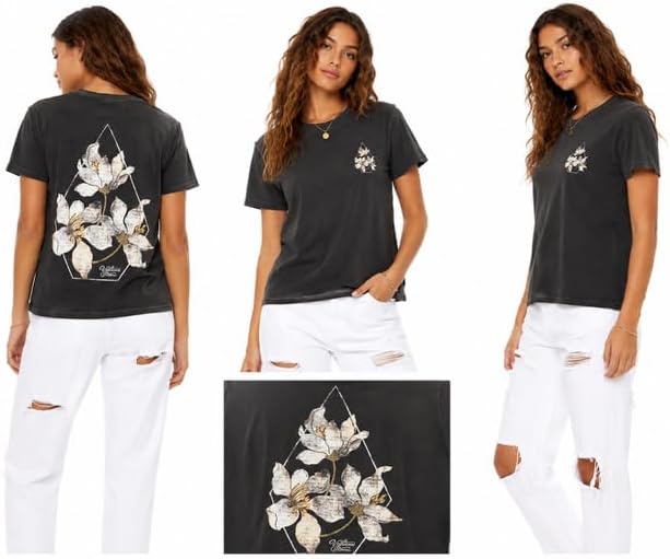 Volcom Women's Lock It Up Short Sleeve Tee – Crew Neck T-Shirt with Striped Neck Taping Jet