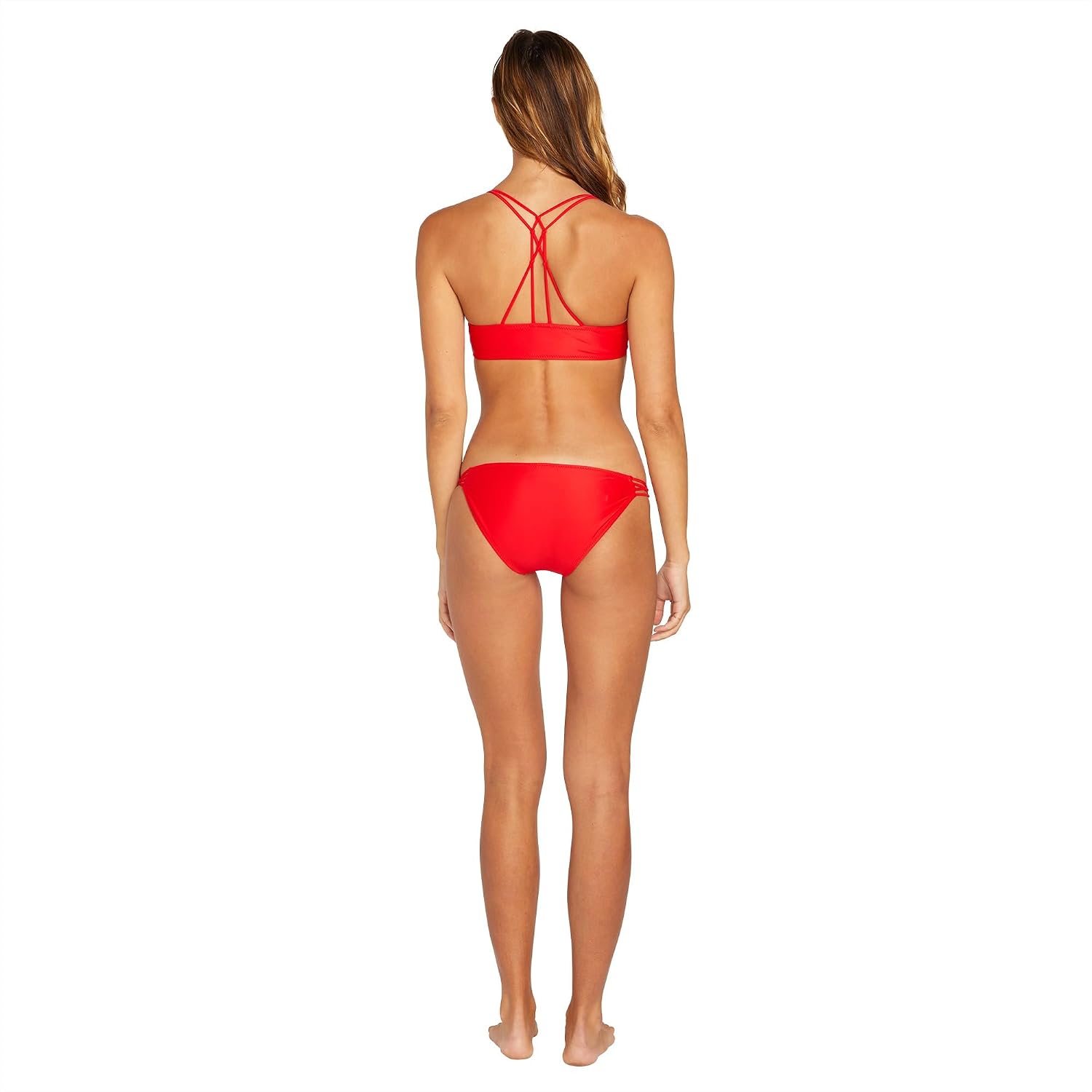 Volcom Women's Full Bikini Bottom – Low-Rise Swim Bottom with Full Coverage, Made from Recycled Fabric Candy Apple