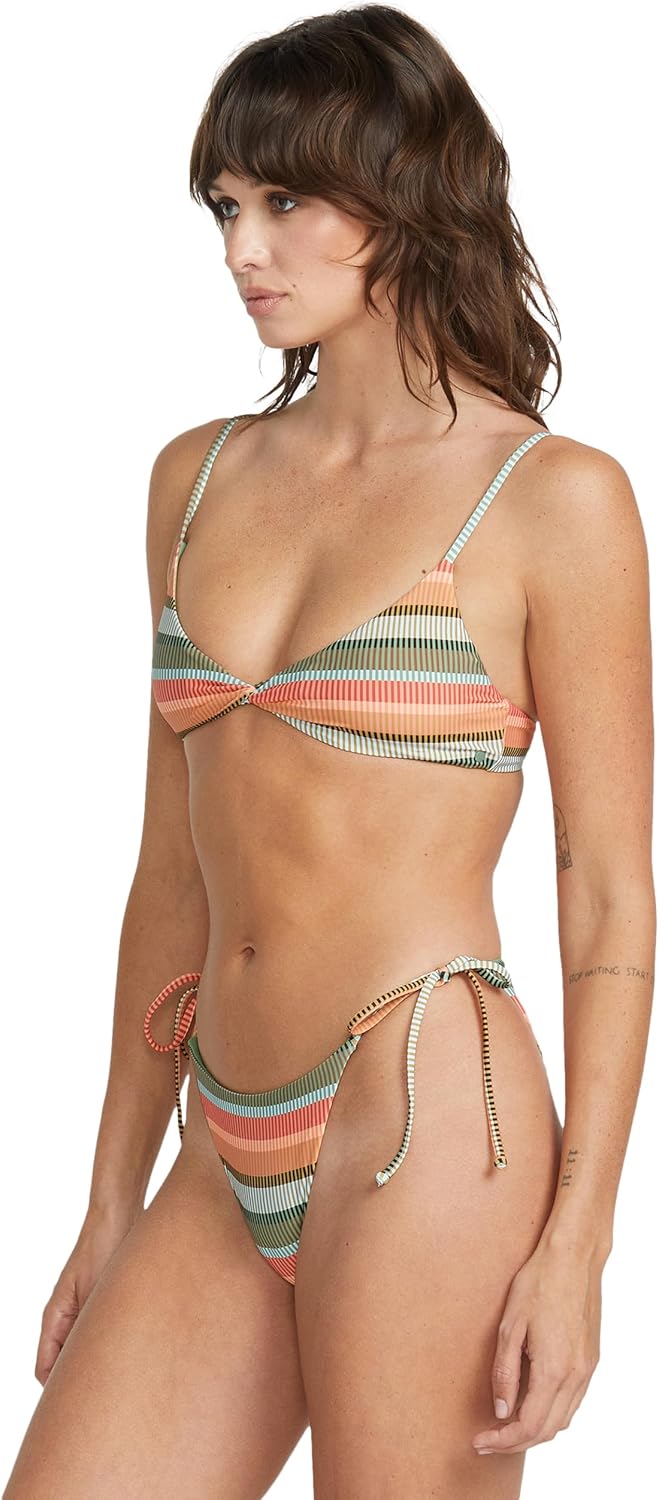 Volcom Women's Simply Seemless V Neck Swimsuit Bikini Top Multi Sol
