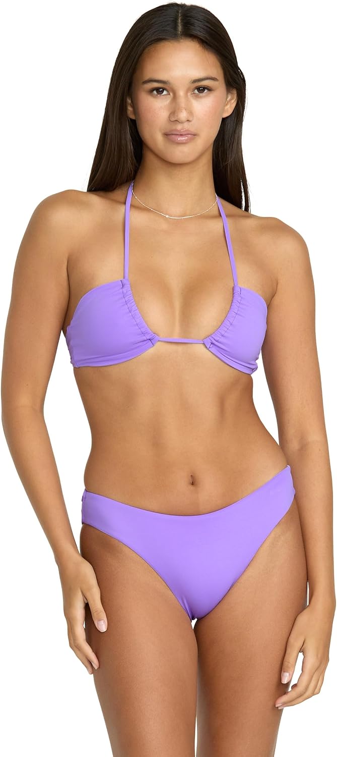 Volcom Women's Full Bikini Bottom – Low-Rise Swim Bottom with Full Coverage, Made from Recycled Fabric Purple Passion