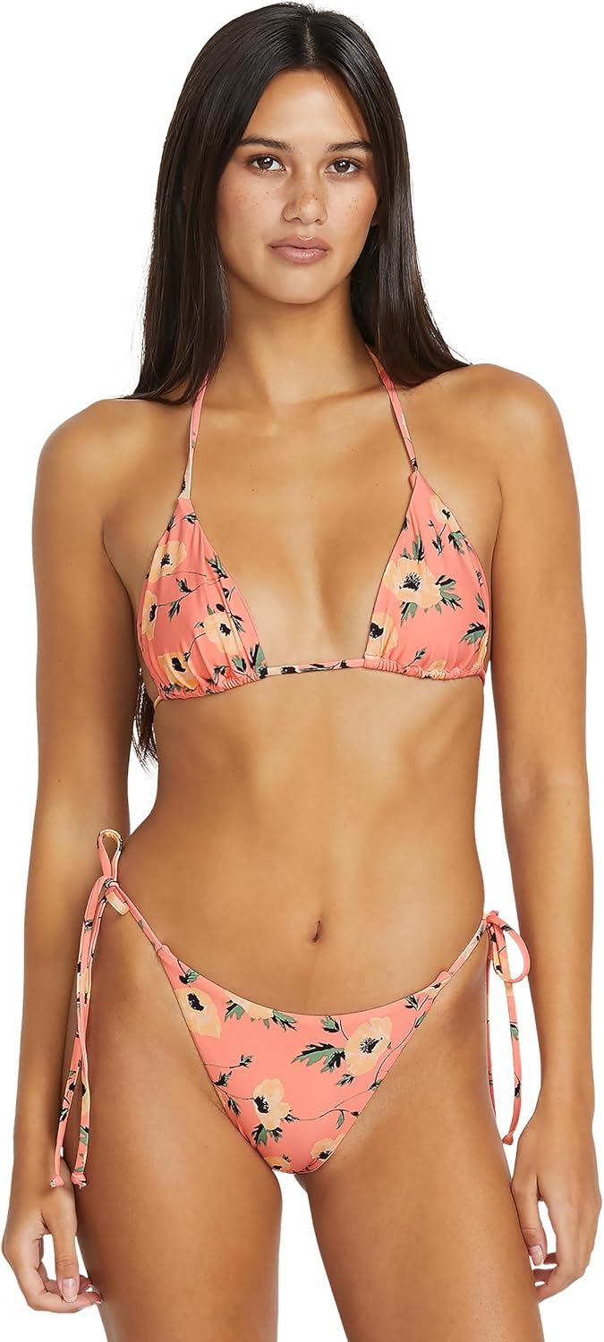 Volcom Women's Tri Bikini Top – Sustainable Slide-tri Swim Top with Adjustable Halter and Removable Cups Sunset