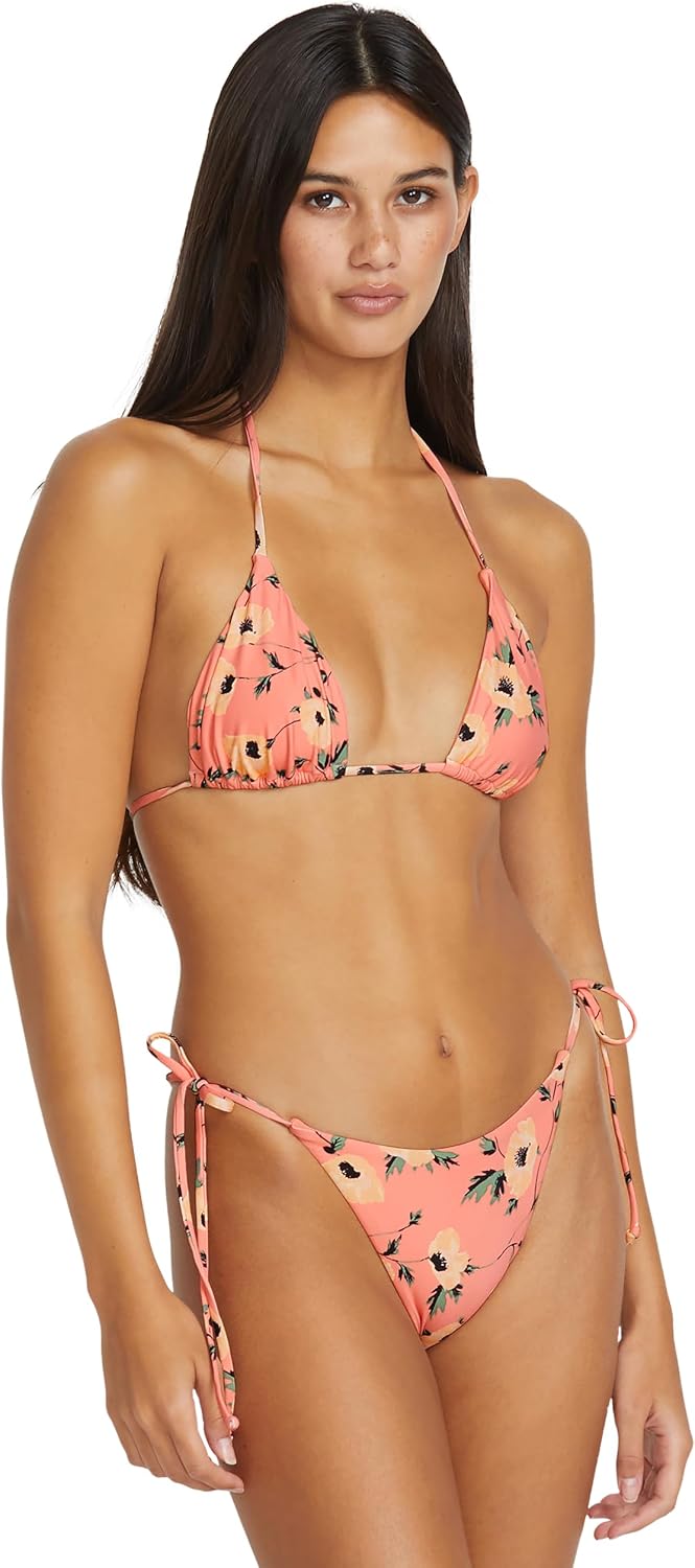 Volcom Women's Tri Bikini Top – Sustainable Slide-tri Swim Top with Adjustable Halter and Removable Cups Sunset