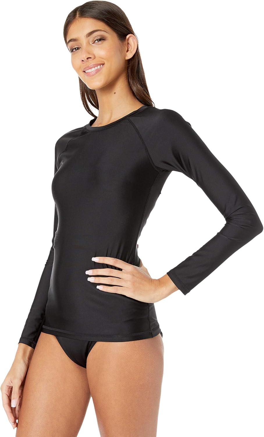 Volcom Women's Simply Core Long Sleeve Rashguard Upf 50+ Black Black