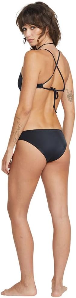 Volcom Women's Full Bikini Bottom – Low-Rise Swim Bottom with Full Coverage, Made from Recycled Fabric Black-onyx