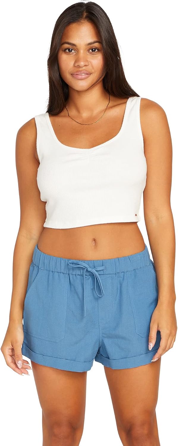 Volcom Women's Sunday Strut Elastic Waist Short Park Blue