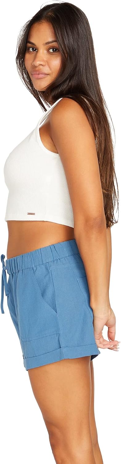 Volcom Women's Sunday Strut Elastic Waist Short Park Blue