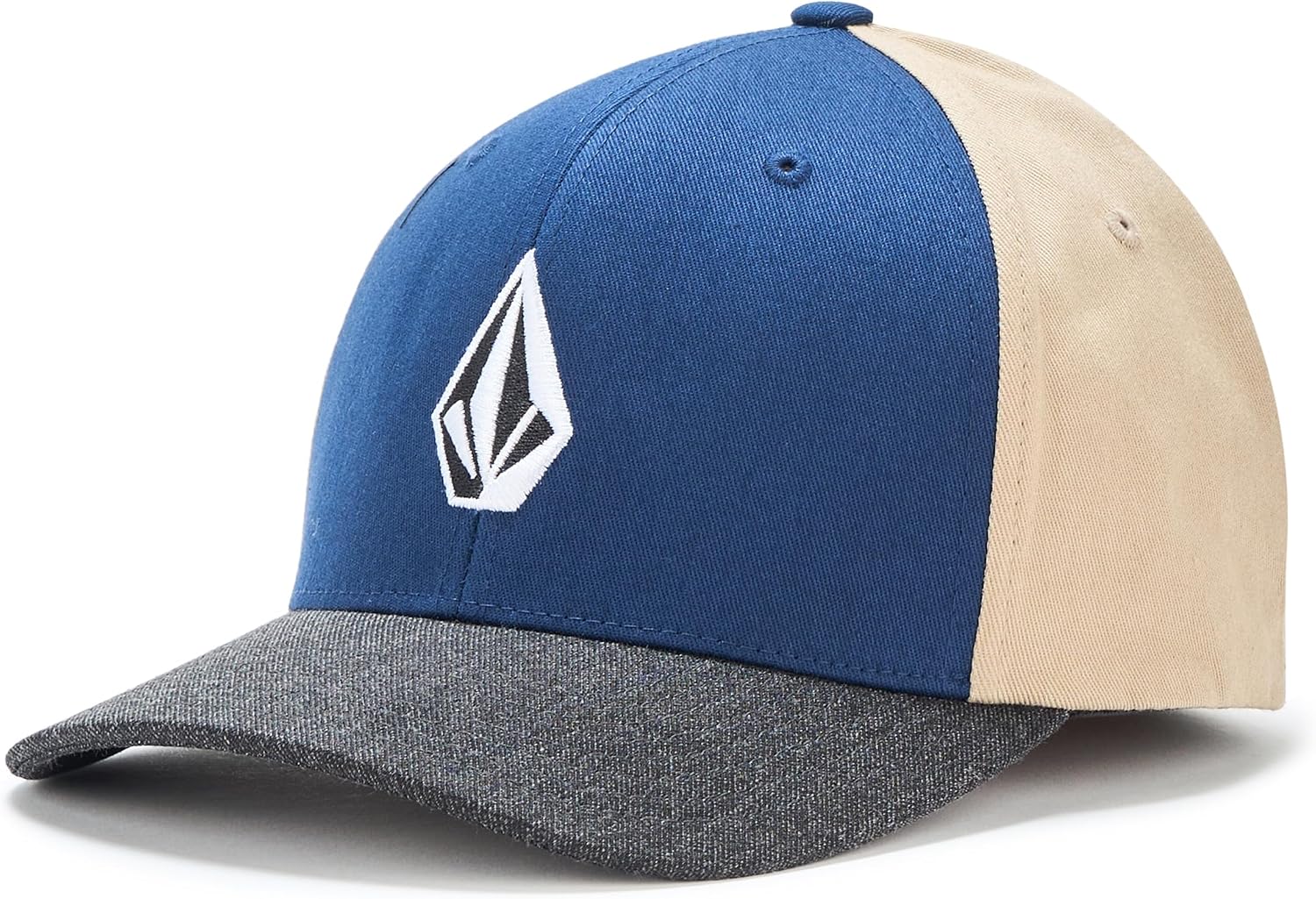 Volcom Men's Full Stone Flexfit Hat - 6-Panel Structured Stretch Twill Baseball Cap Dust Bowl Indigo