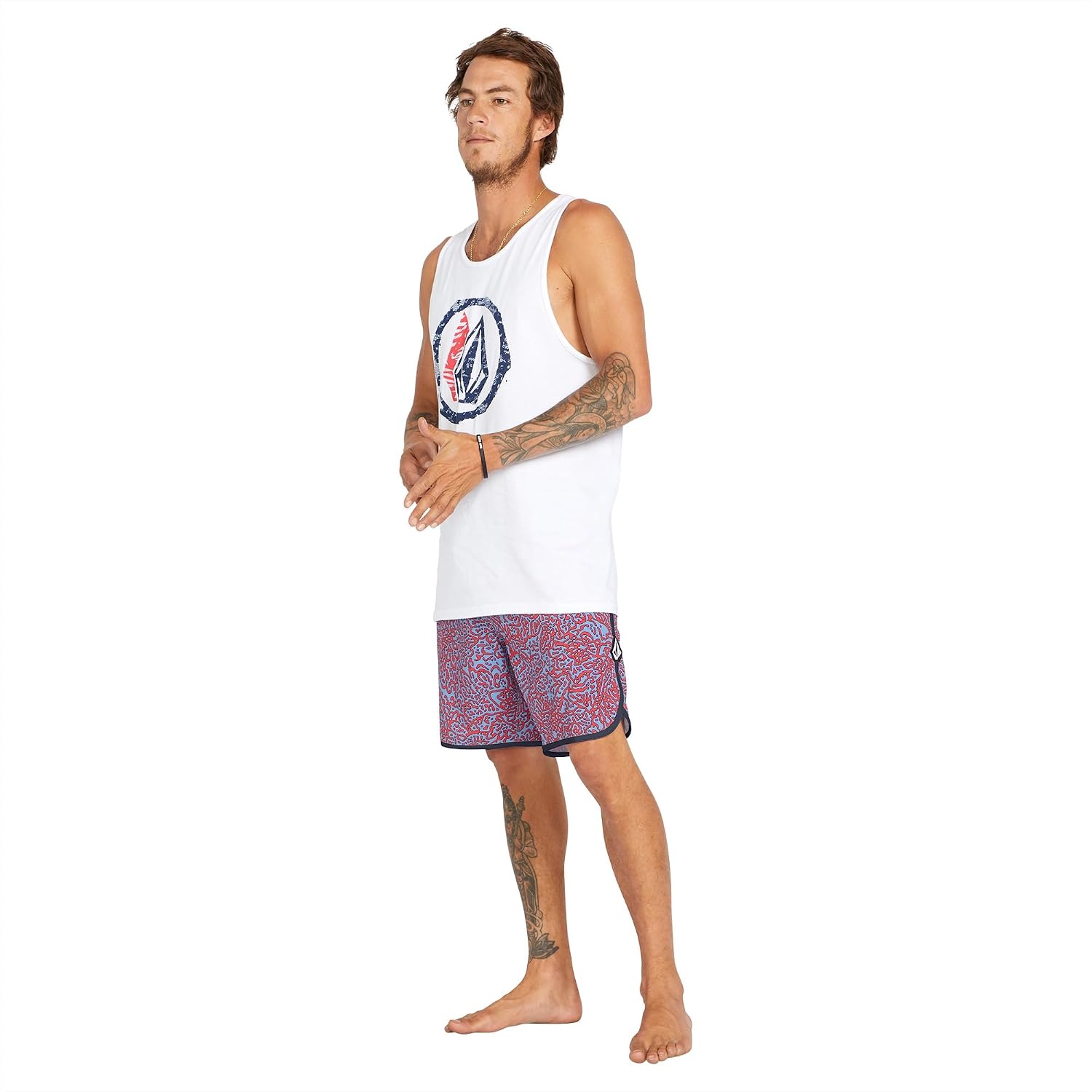 Volcom Men's 19" Mod-Tech Board Shorts- Performance UPF 50+ Sun Protection Quick-Dry Swim Bottoms Flash Red