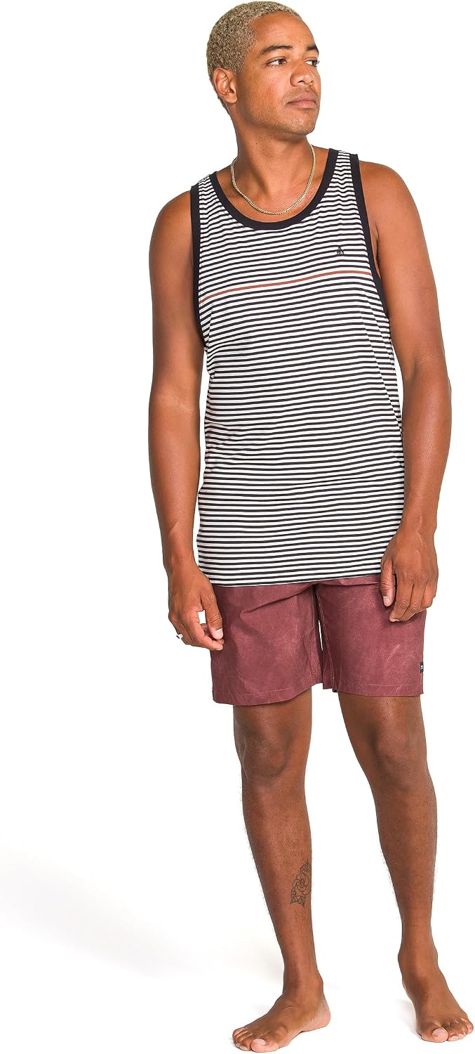 Volcom Men's Sleeveless Knit Tank Top – Soft Cotton Knit Lightweight Muscle Shirt Black White