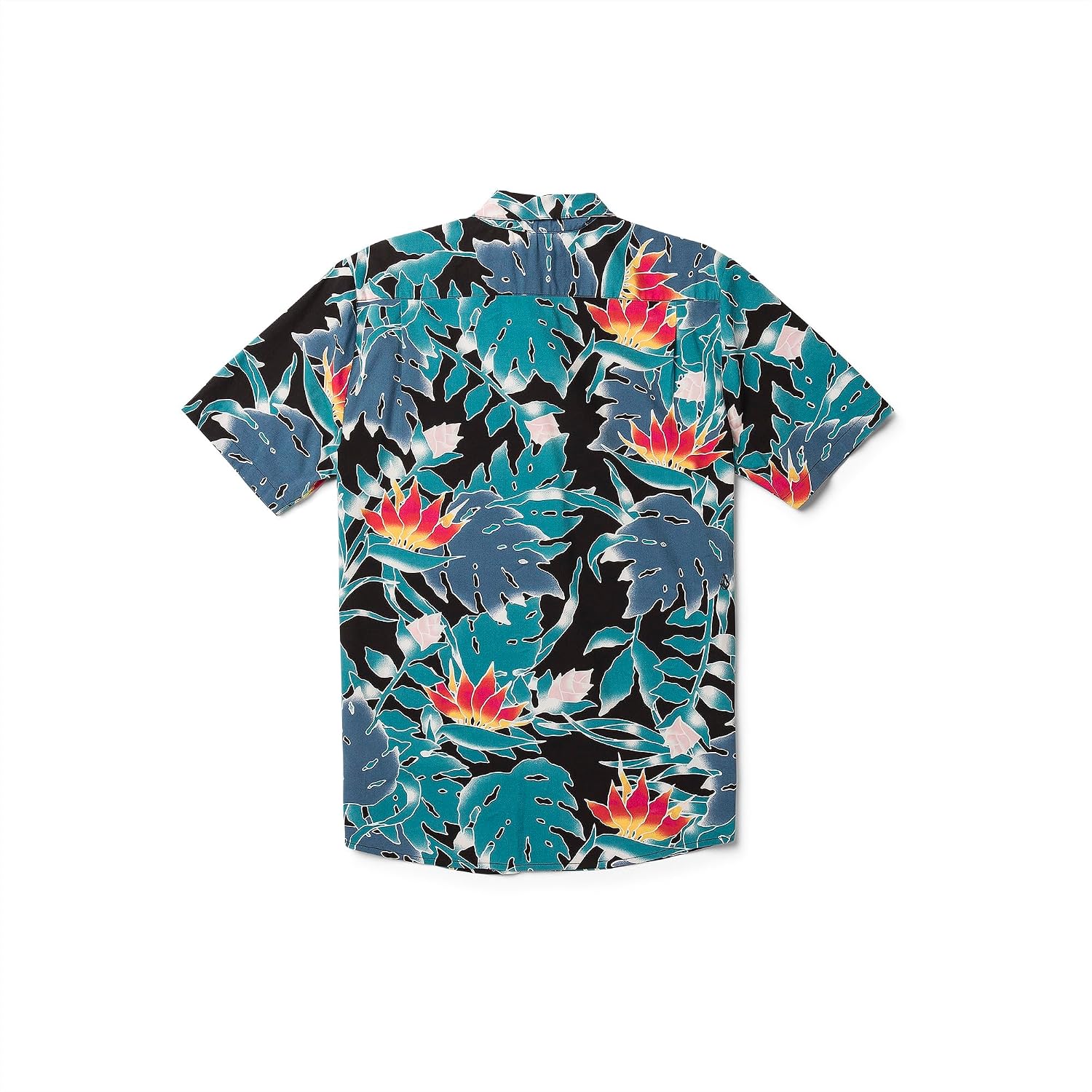 Volcom Men's Regular Marble Floral Short Sleeve Button Down Hawaiian Shirt Black Leaf
