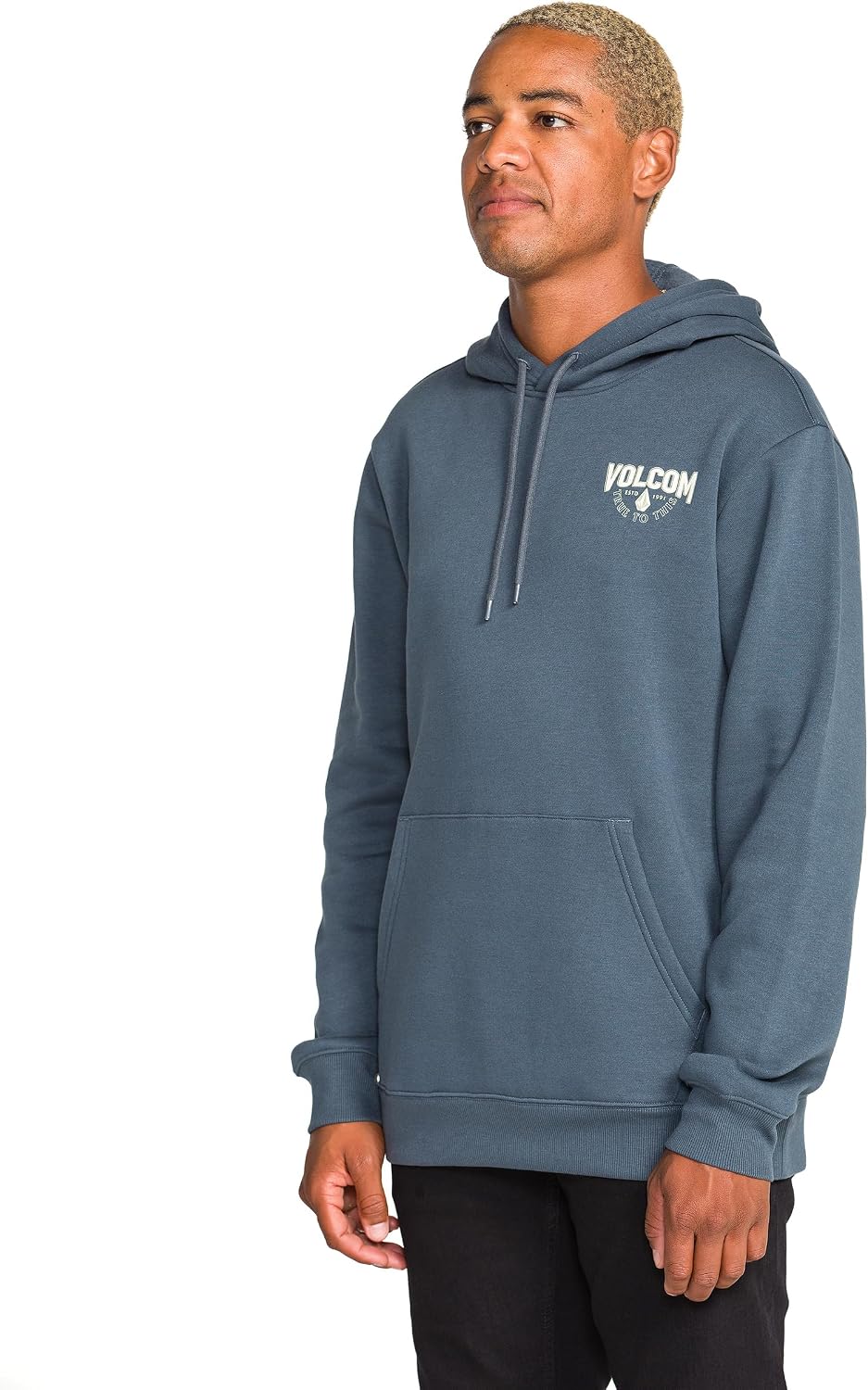 Volcom Men's Pullover Logo Fleece Hooded Sweatshirt – Soft Brushed Interior, Classic Fit, Kangaroo Pocket, Ribbed Cuffs & Hem Airwalk Dark Slate