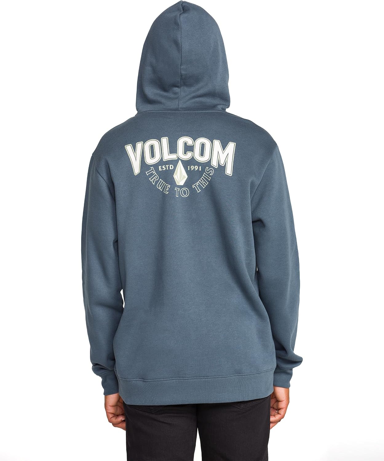 Volcom Men's Pullover Logo Fleece Hooded Sweatshirt – Soft Brushed Interior, Classic Fit, Kangaroo Pocket, Ribbed Cuffs & Hem Airwalk Dark Slate
