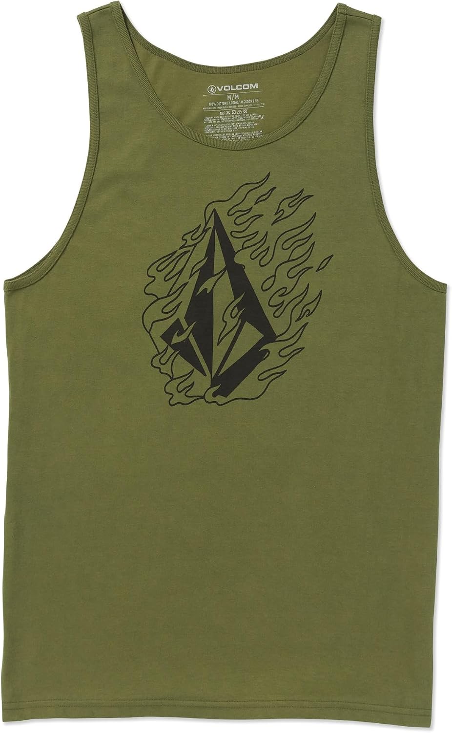 Volcom Men's Graphic Tank Top – Soft Cotton Sleeveless Shirt with Logo Print Military