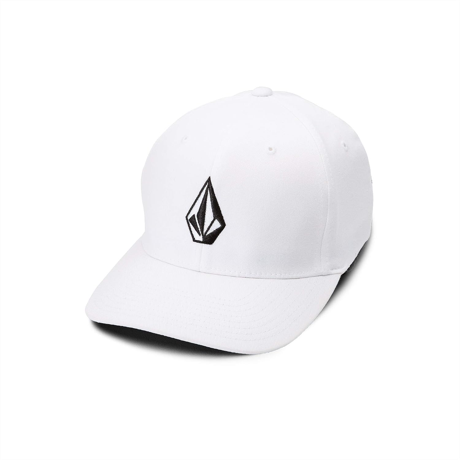 Volcom Men's Full Stone Flexfit Hat - 6-Panel Structured Stretch Twill Baseball Cap White