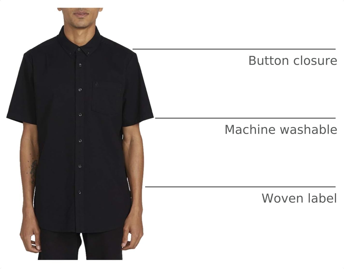 Volcom Men's Everett Oxford Short Sleeve Button Down Woven Shirt New Black