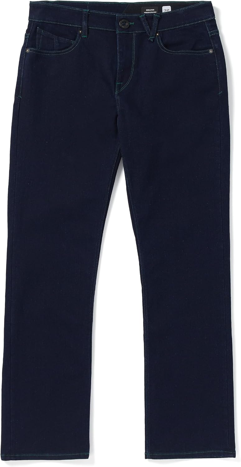 Volcom Men's Solver Stretch Denim Jeans-Modern Fit Pant Blue Rinse