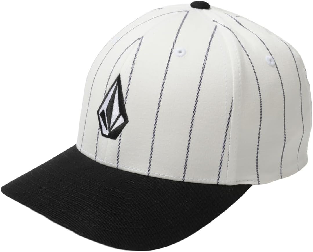 Volcom Men's Full Stone Flexfit Hat - 6-Panel Structured Stretch Twill Baseball Cap Dirty White